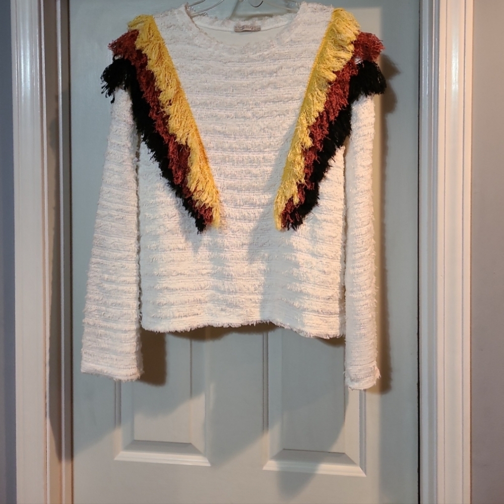 Zara  Fringe Shoulder Sweater